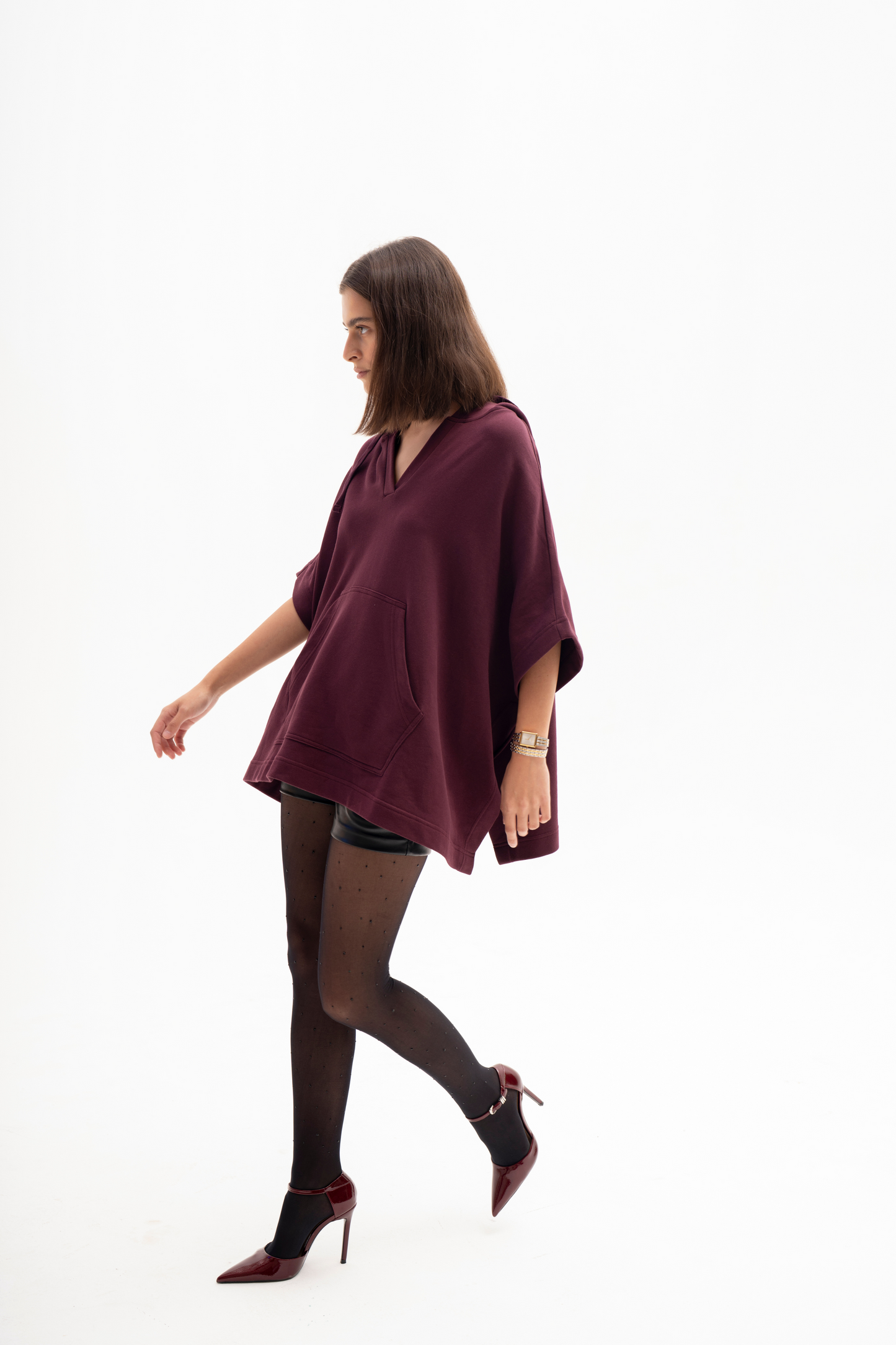 Hoodie Poncho (Dark Plum)