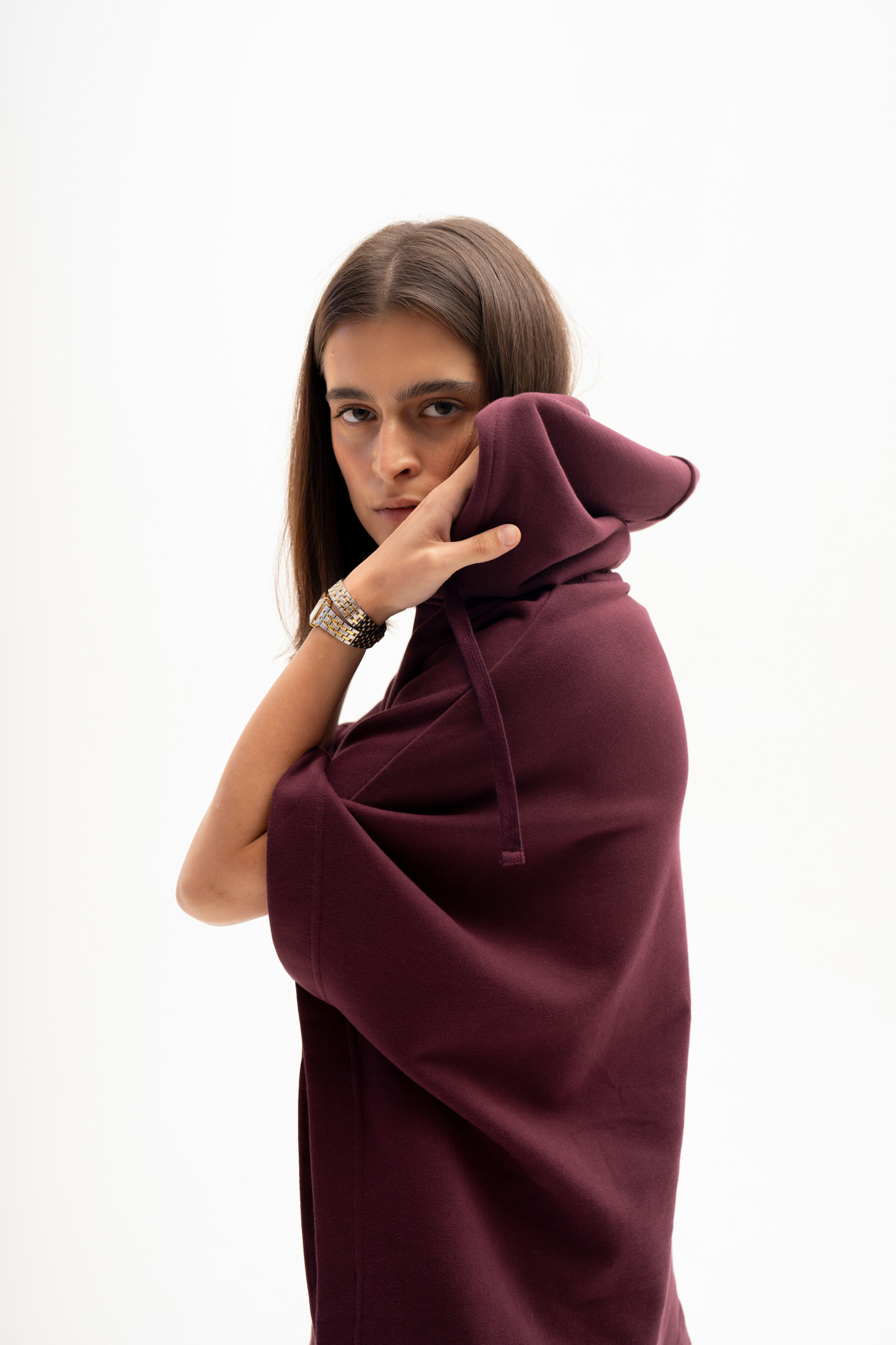 Hoodie Poncho (Dark Plum)