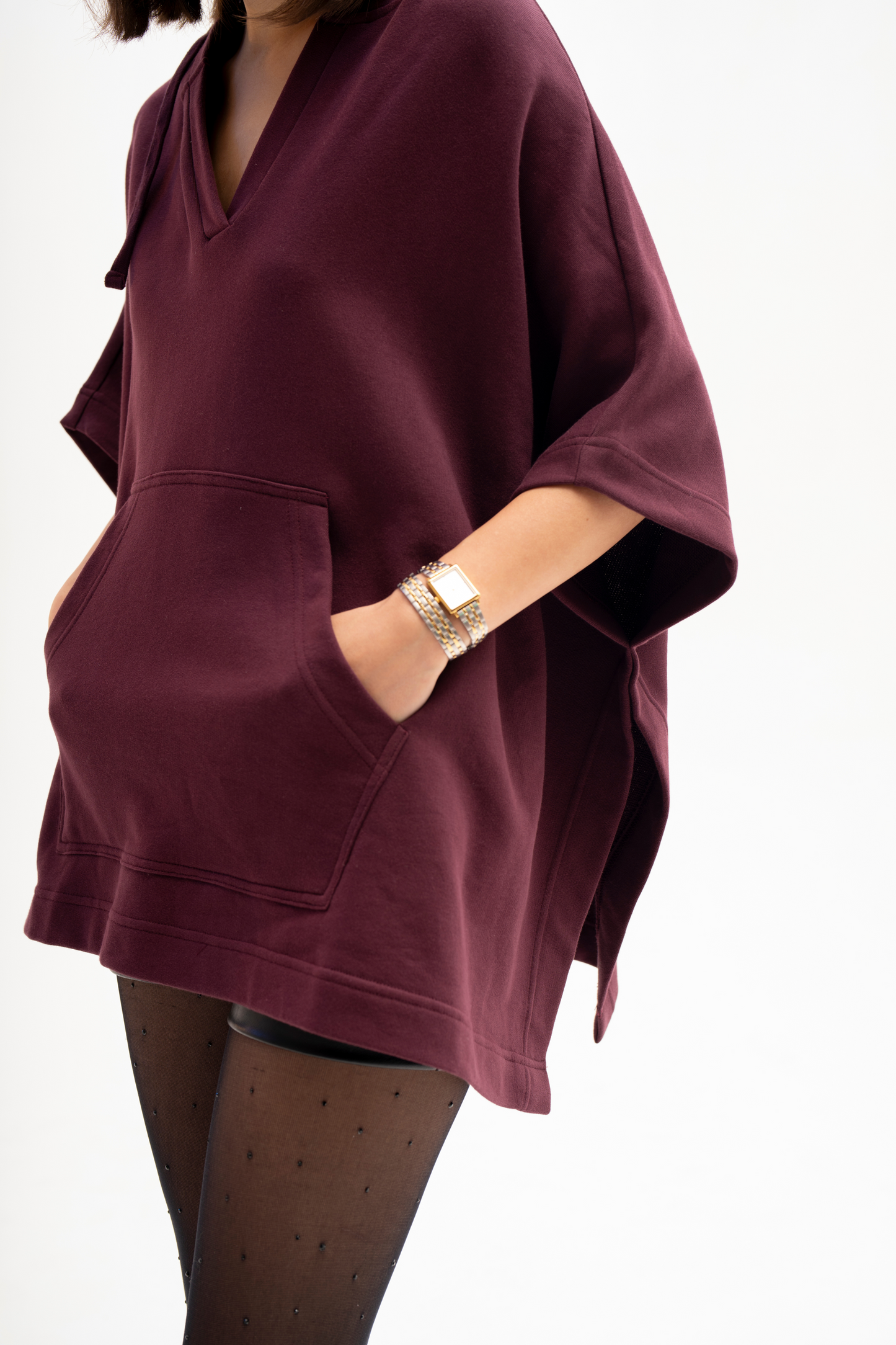Hoodie Poncho (Dark Plum)