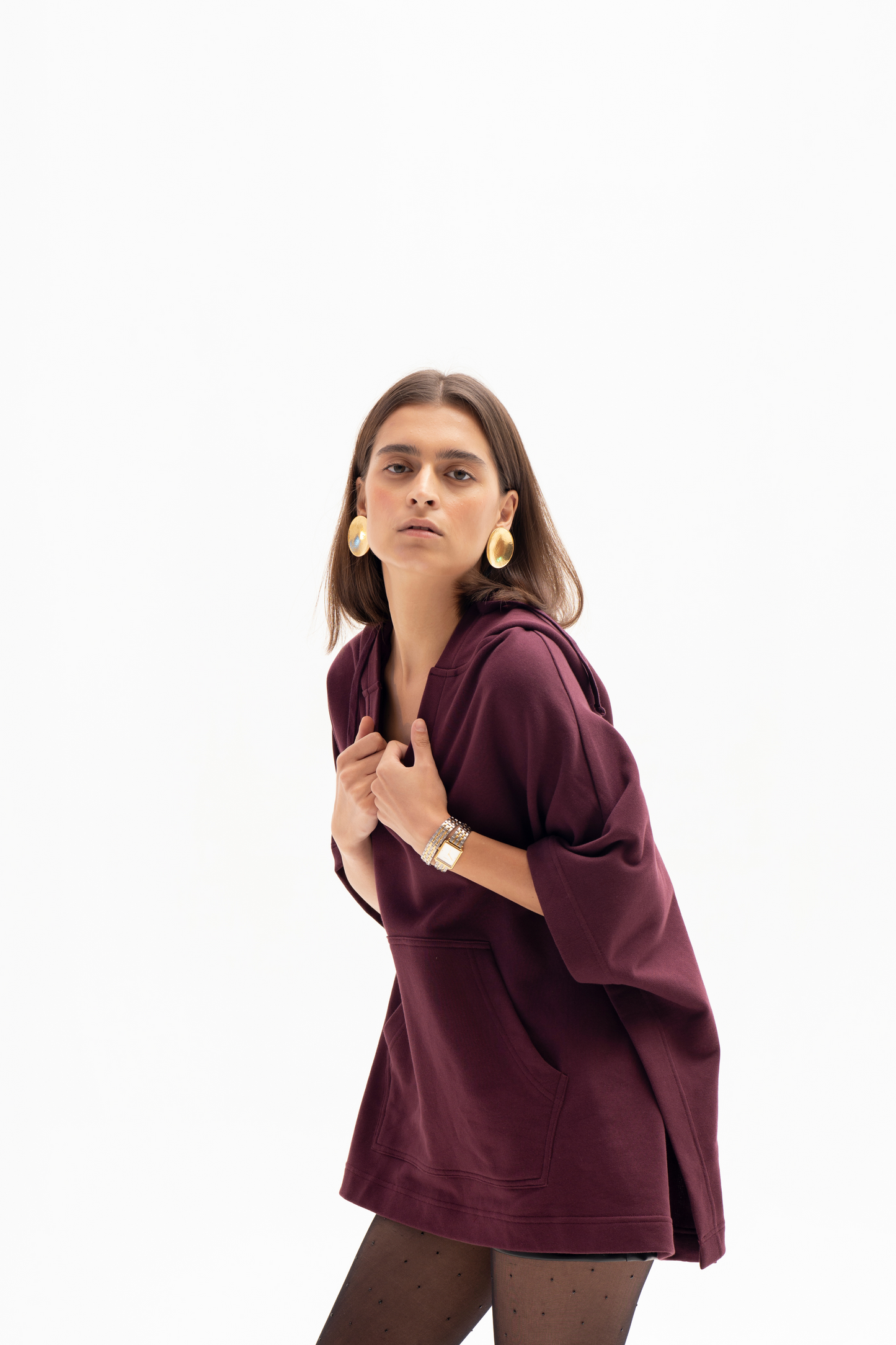 Hoodie Poncho (Dark Plum)
