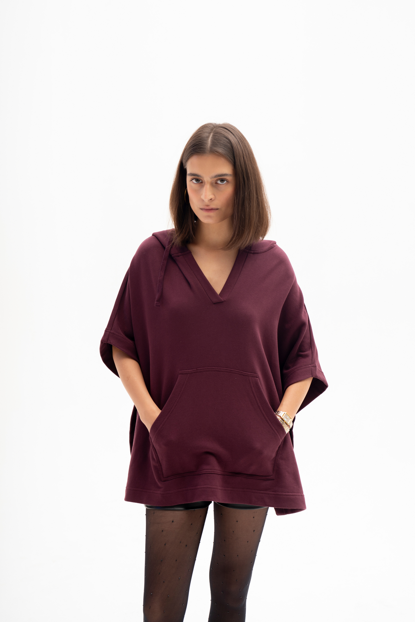 Hoodie Poncho (Dark Plum)