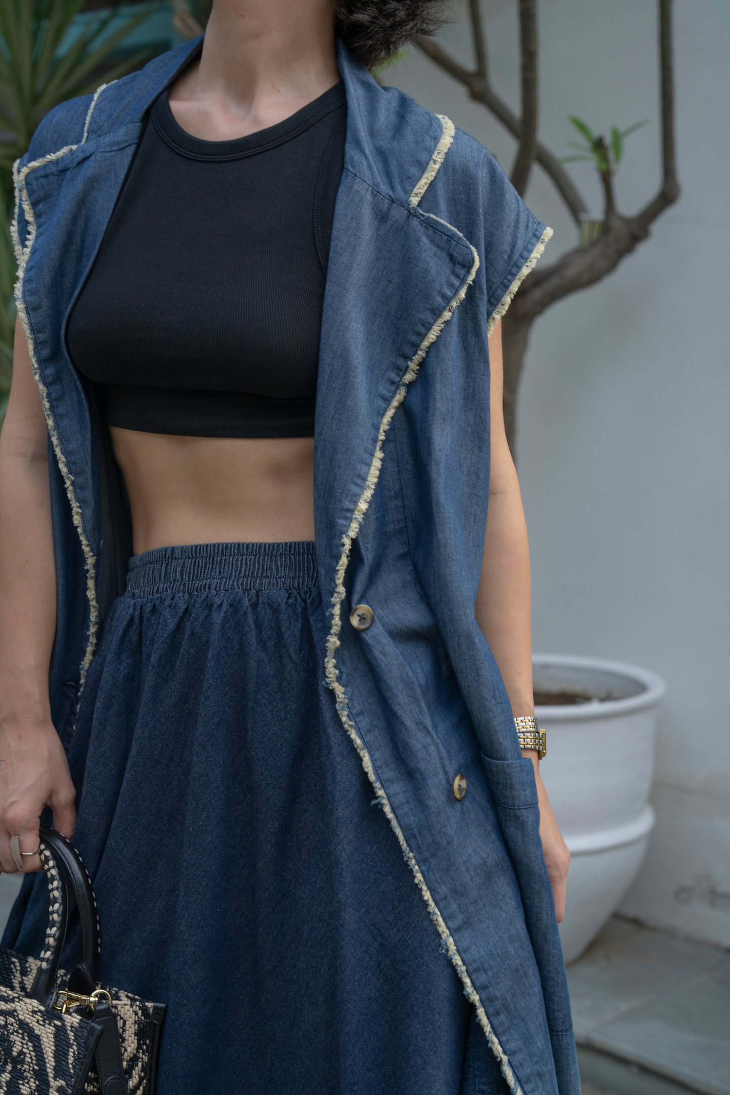 Lazy Denim Skirt Suit